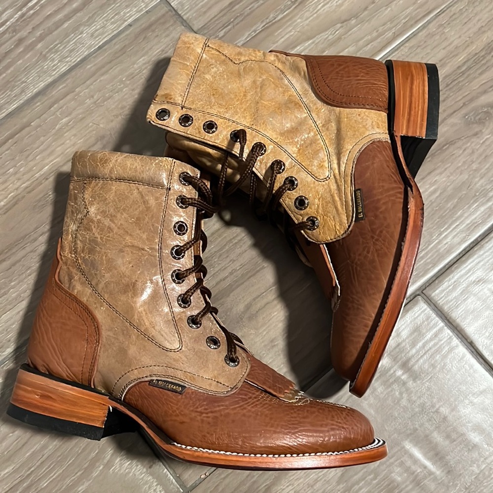 NWT western rodeo lace up boots, made in Mexico, women 8.5